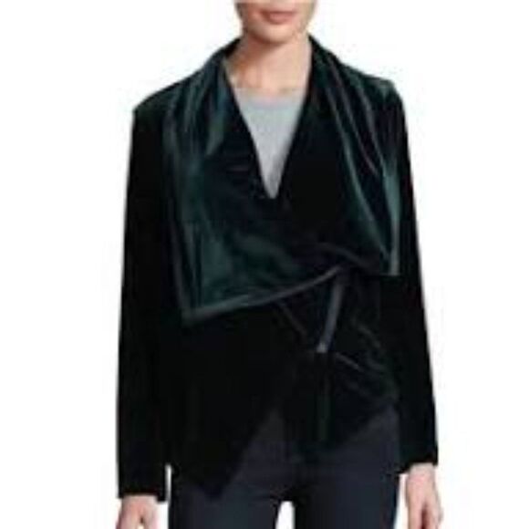 Blank NYC Dark Green Velvet Asymmetrical Zip Moto Jacket Size L NWT - Picture 1 of 10